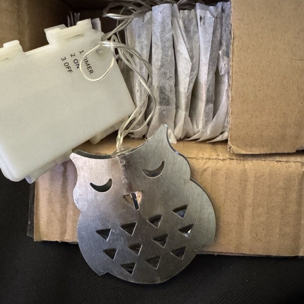 Pottery Barn Galvanized Owl 🦉 String Lights BNIB